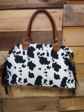 Animal Print Tote W/ Fringe