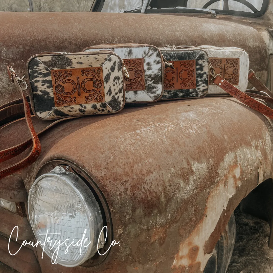 Belle Cowhide Sling Crossbody Fesitval Bag by Countryside Co.
