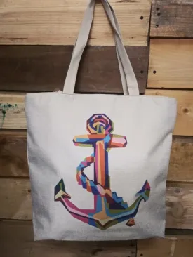 Canvas Tote w/ Multi Colored Anchor