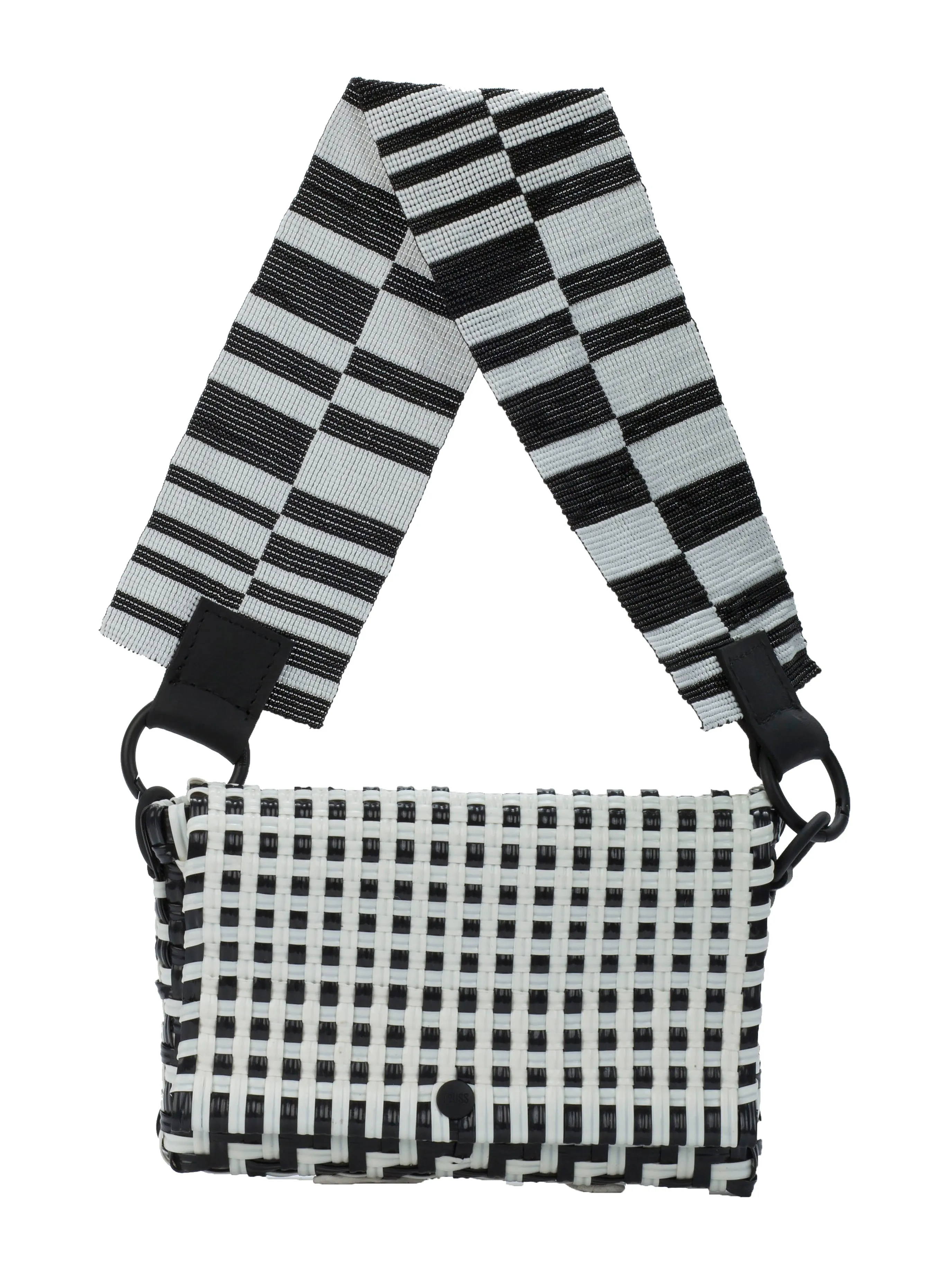 Embellished Baguette Bag in Black and White
