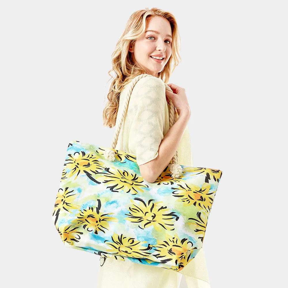 iLLASPARKZ Flower Patterned Beach Tote Bag
