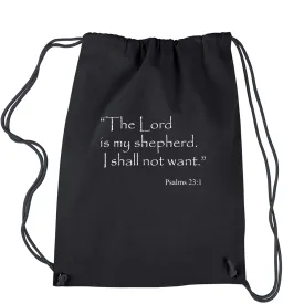 Lord is my shepherd Psalms 23:1 Bible Verse Drawstring Backpack