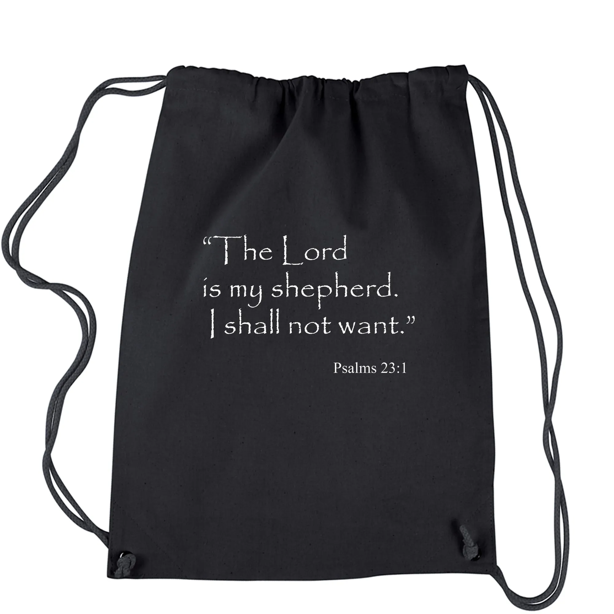 Lord is my shepherd Psalms 23:1 Bible Verse Drawstring Backpack
