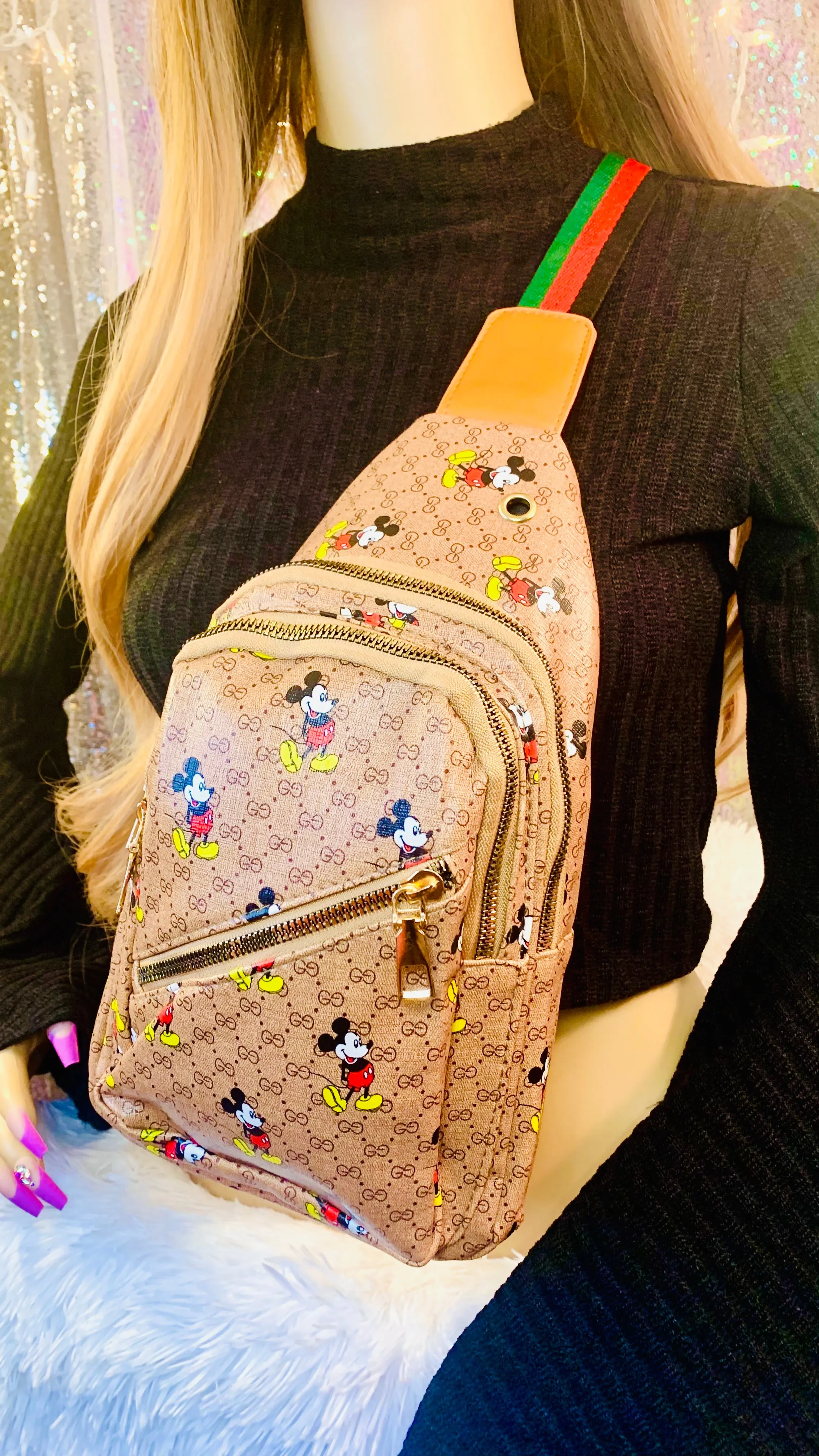 Mickey Womens Leather Backpacks Ladys Travel Backpack Handbag