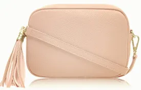 Smoke Rose Tassel Handbag In Italian Leather