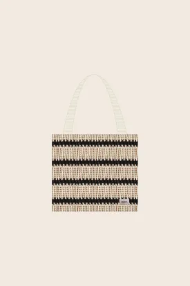 sol stripe crochet tote bag (black)