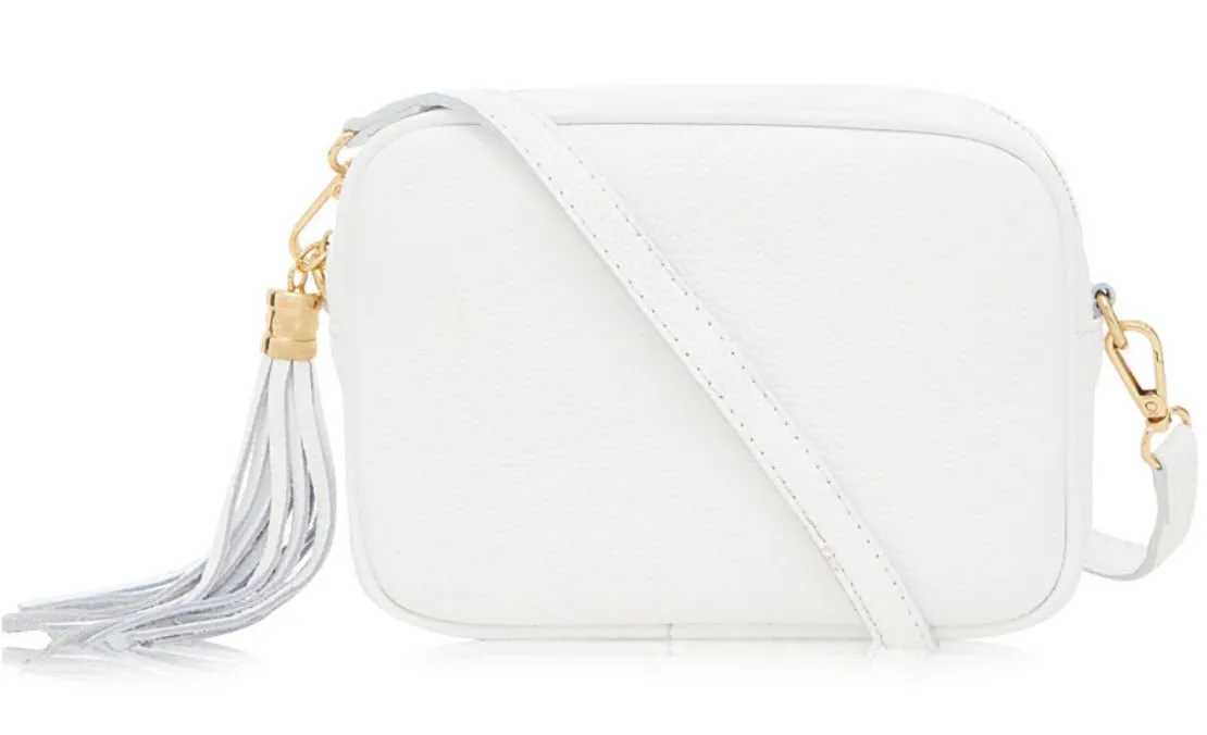White Tassel Handbag In Italian Leather